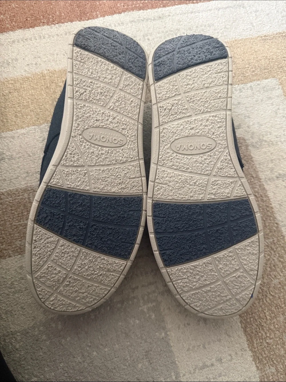 Sonoma Men's Navy Canvas Lace-Up Casual Shoes with Tan Accents